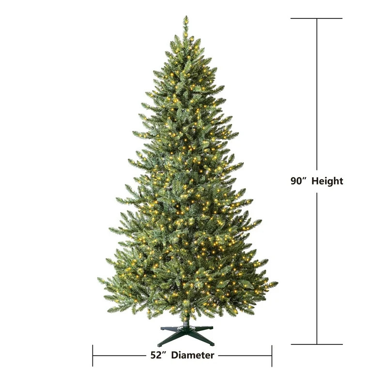 7.5 ft Pre-Lit Milford index Pine Artificial Christmas Tree, Clear Micro-Dot LED Lights, by Holid... | Walmart (US)