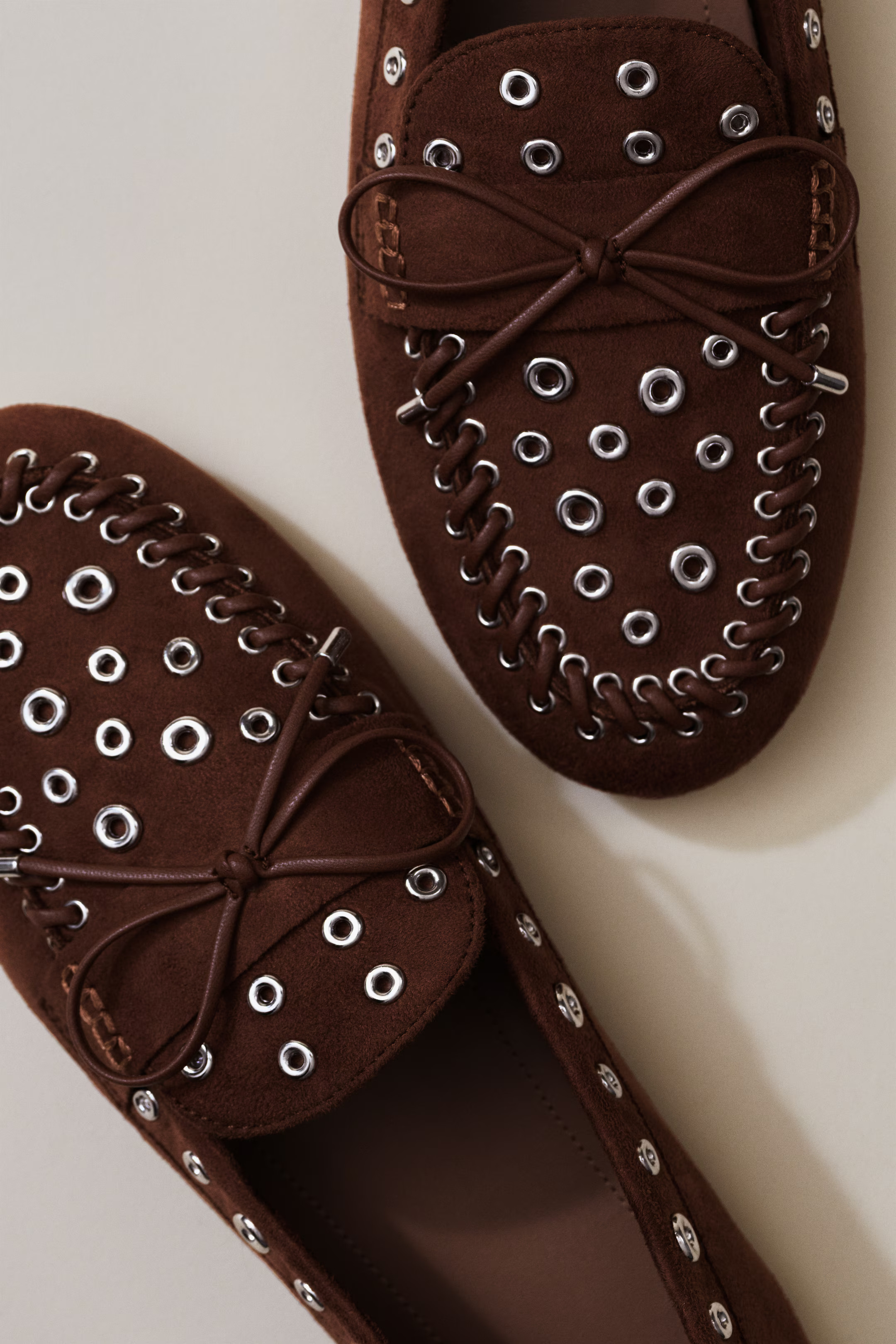Grommet-Embellished Loafers - Brown - Ladies | H&M US | H&M (US + CA)