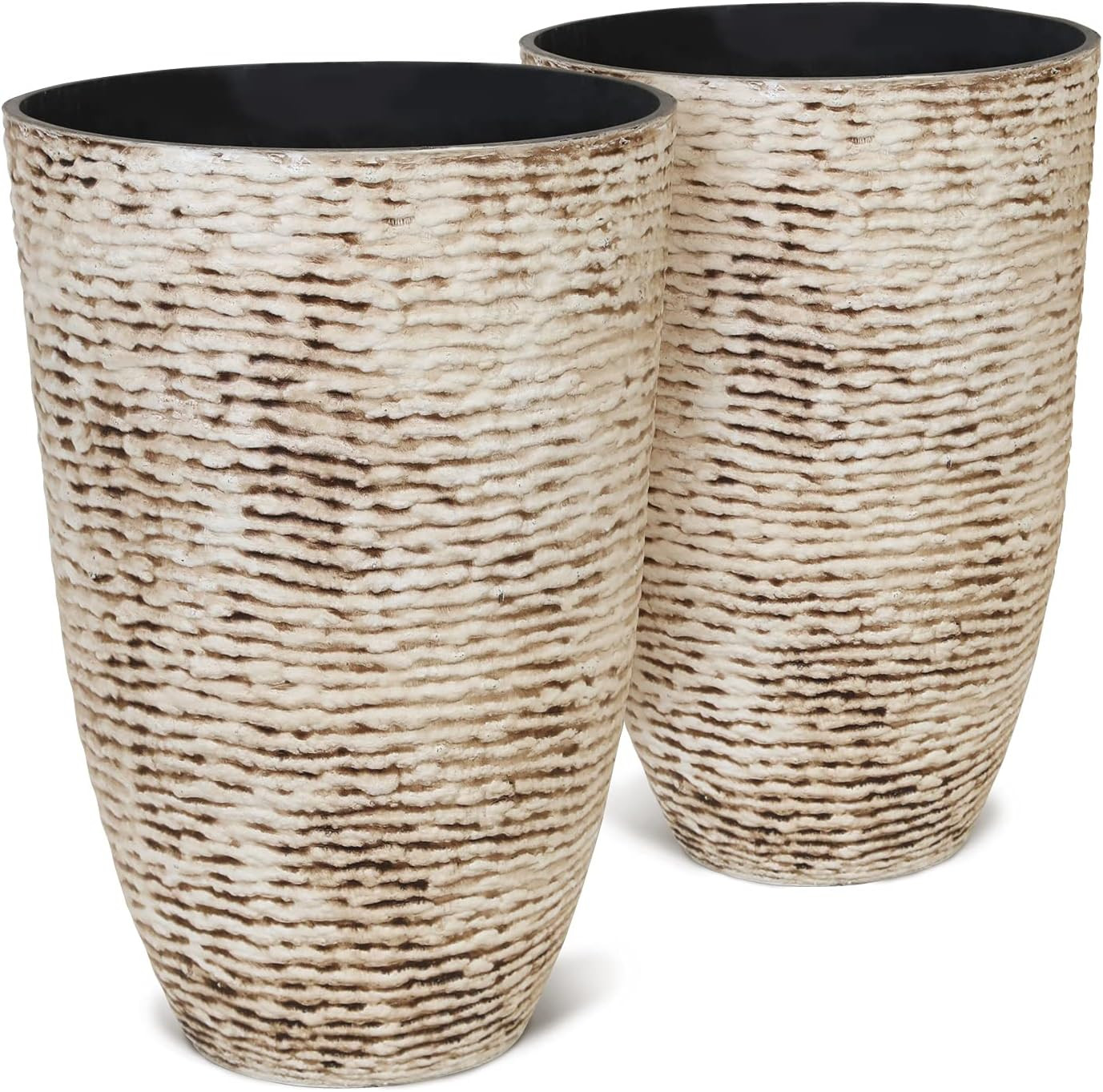 Worth 9 Gallon Tall Round Planters Set of 2-14" Dia x 21" H Stone Finish Flower Pots Indoor Decor... | Amazon (US)