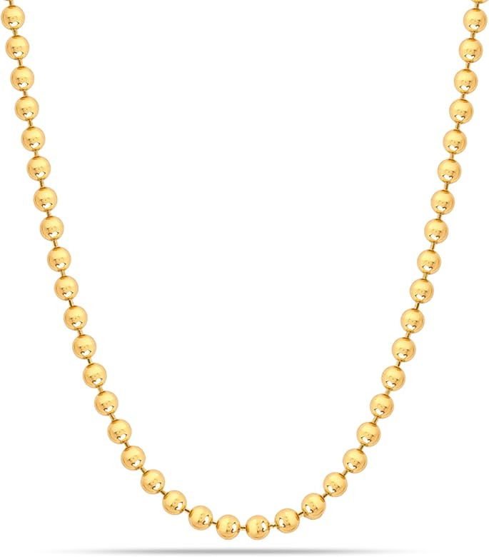 LeCalla 18K Gold Over Sterling Silver Italian 1.50 MM, 2 MM, 3 MM Ball Chain Necklace for Teen Wo... | Amazon (US)