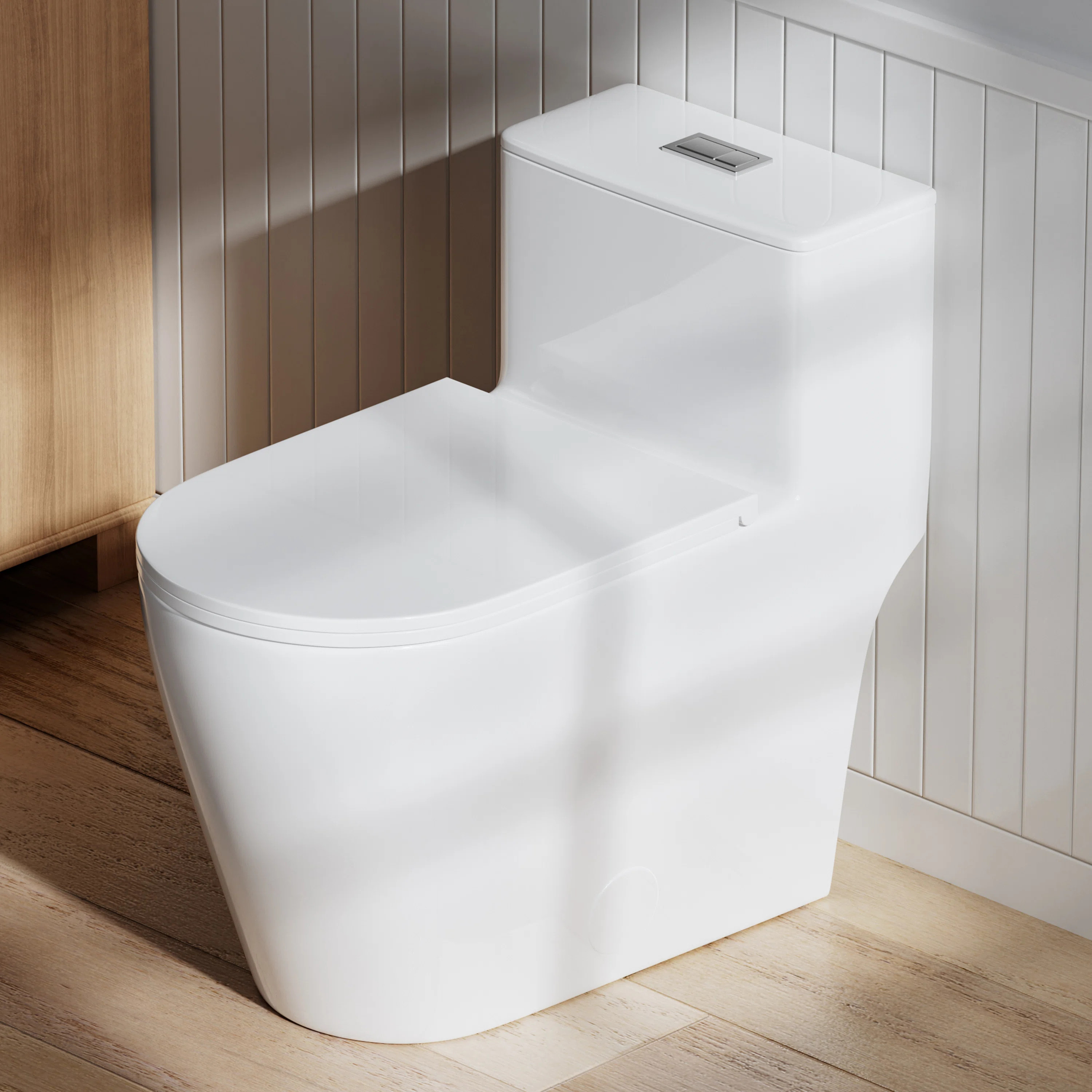 Casta Diva Modern 17" Comfort Chair Height One-Piece Toilet Dual Flush Elongated White Bathroom T... | Wayfair North America