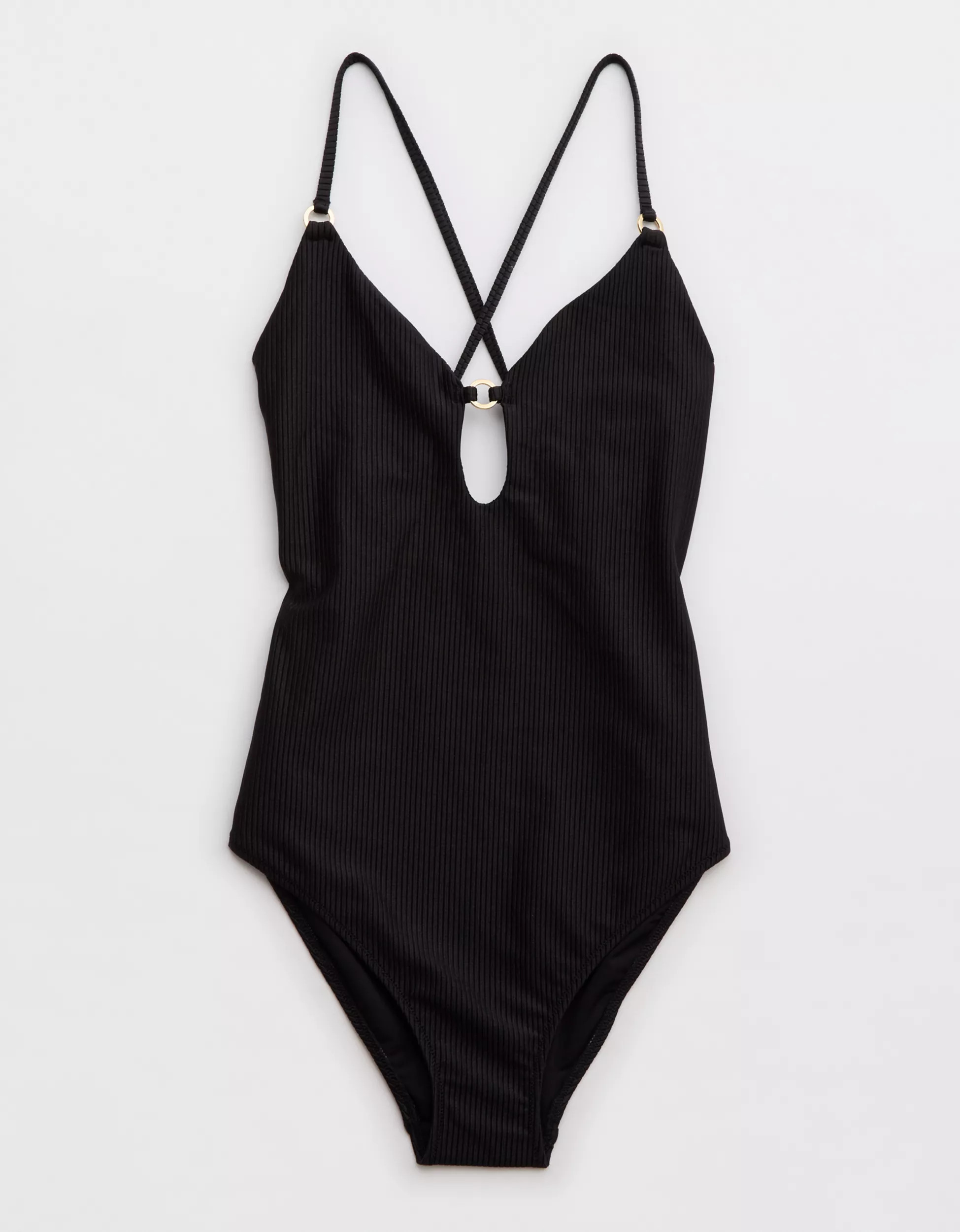 Aerie Shine Rib Keyhole One Piece Swimsuit | Aerie