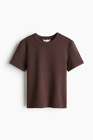 H & M - Fitted Cotton Tee - Brown | H&M (AU)