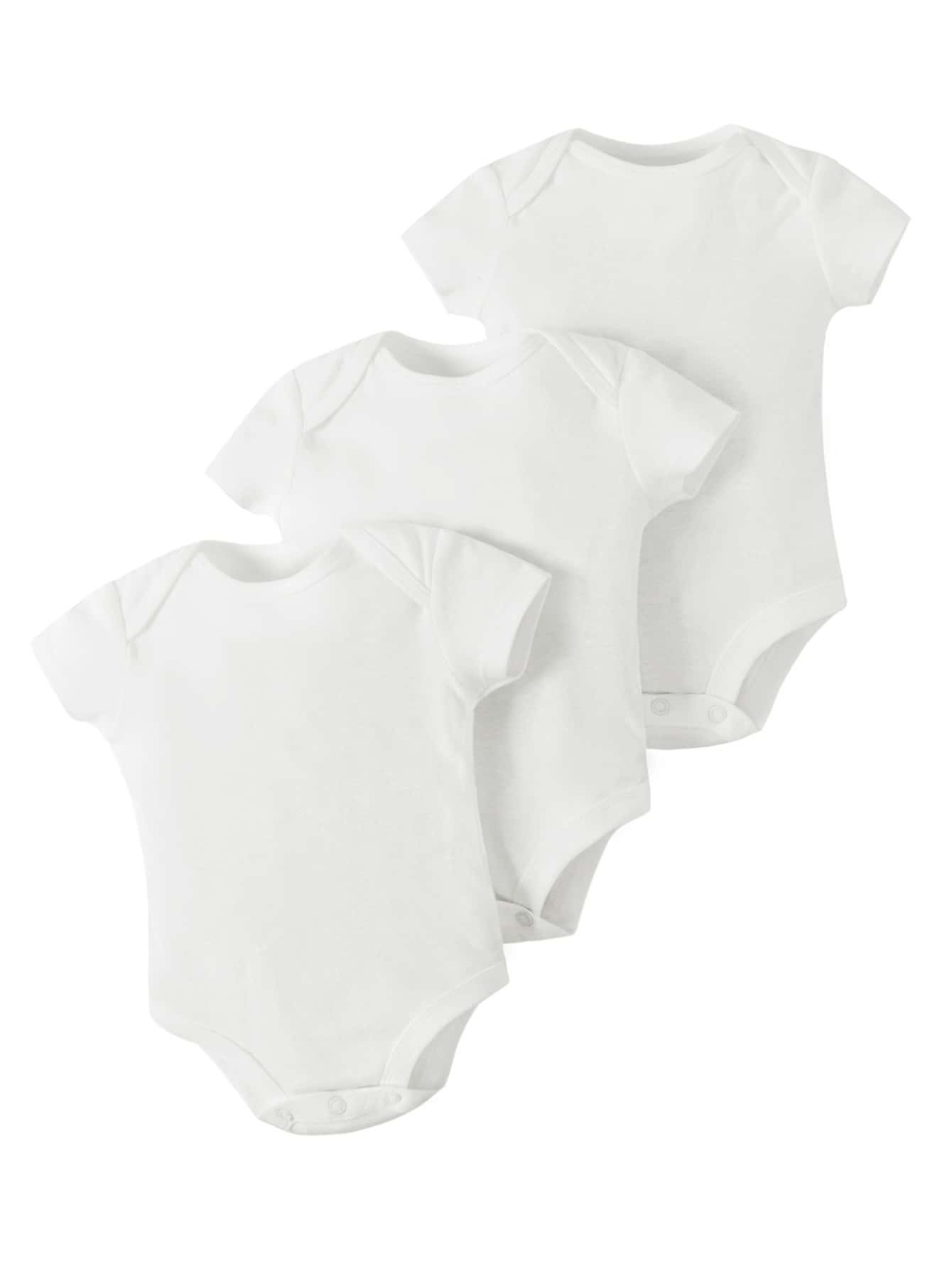 Baby 3pcs Solid Bodysuit | SHEIN
