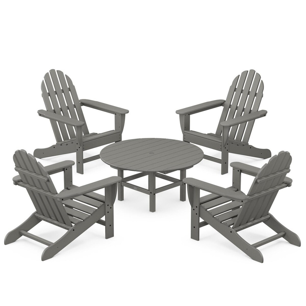 POLYWOOD Classic Adirondack 5 Pc Recycled Plastic Seating Set in Slate Gray by - PWS704-1-GY | BBQ Guys