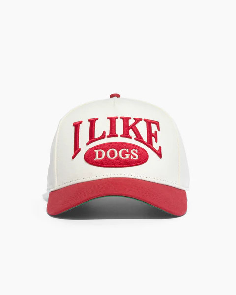 I like dogs | 5-Panel Arc Hat | Cream and Red | Diogie