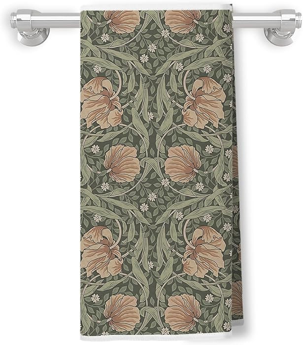 Vintage Boho Floral Kitchen Towels, Retro Green Botanical Hand Towels for Bathroom, Cottagecore F... | Amazon (US)