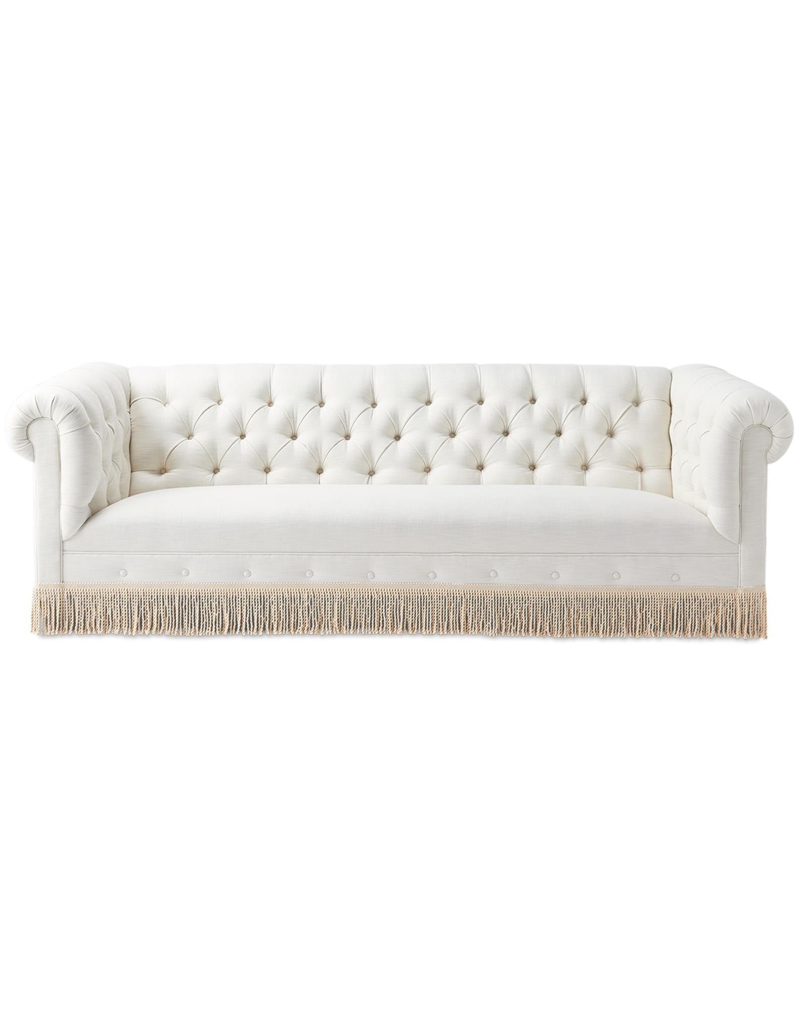 Chatham Sofa - Perennials Sea Salt Basketweave with Fringe | Serena and Lily
