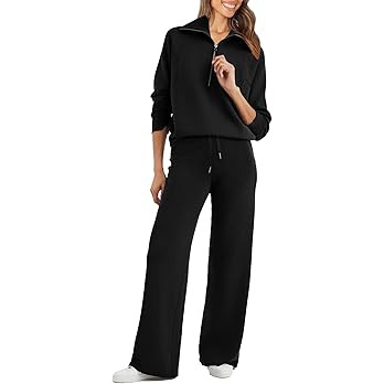 Glamaker Womens 2 Piece Outfits Sweatsuit Set Oversized Half Zip Sweatshirt Wide Leg Sweatpants L... | Amazon (US)