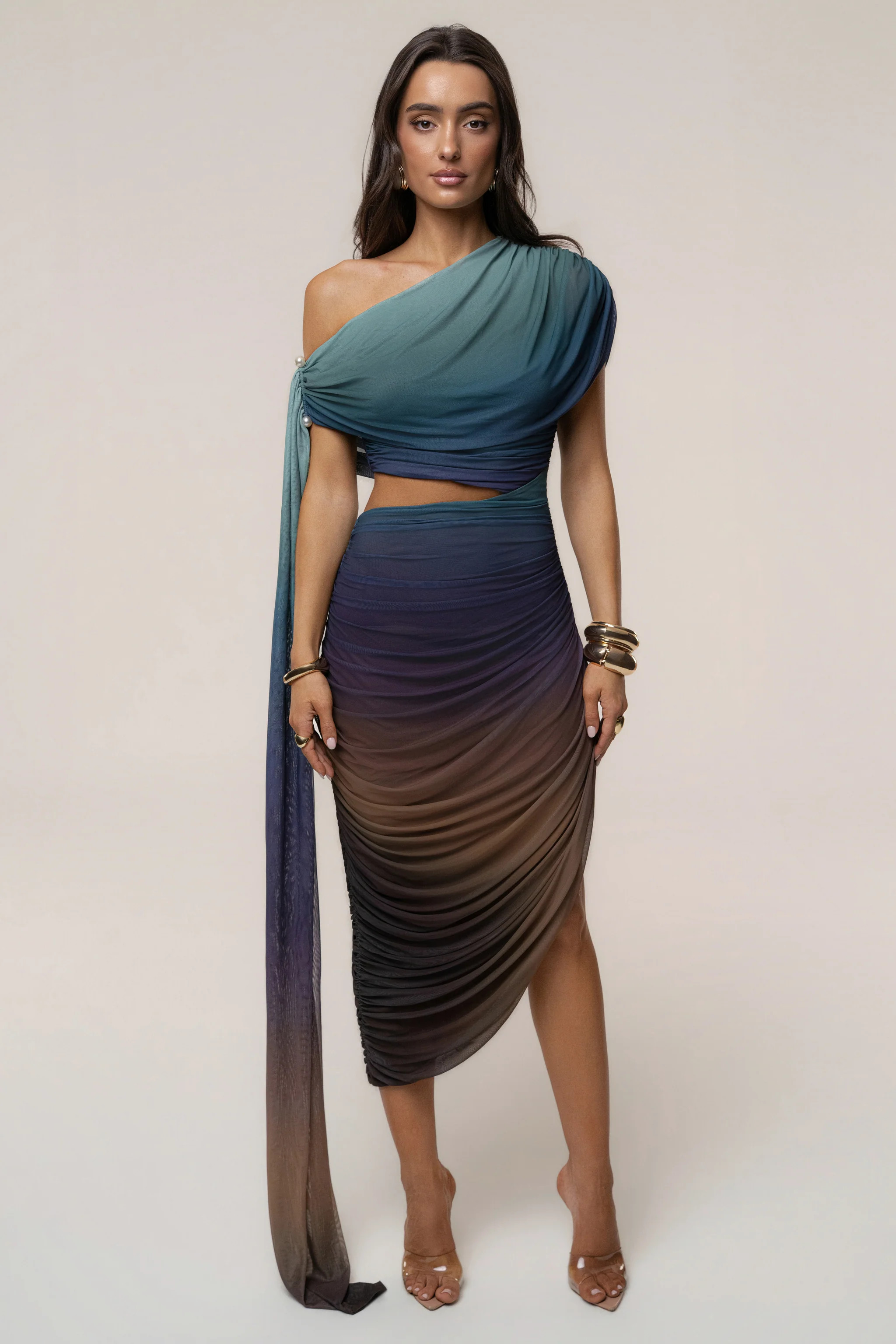 Lunar Shadow Aris Cutout Midi Dress | JLUXLABEL US
