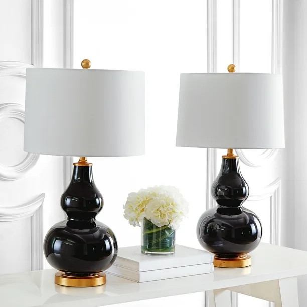Safavieh Karlen 28.5 in. H Mid-Century Table Lamp, Black/Gold Leaf - Walmart.com | Walmart (US)