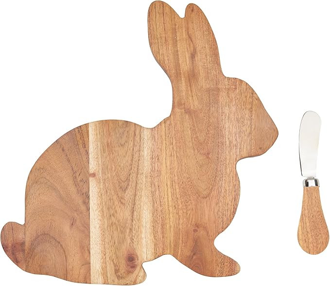 C&F Home Easter Bunny Rabbit Shape Acacia Wood 2-Piece Serving Platter Tray w/Spreader Knife 10" ... | Amazon (US)