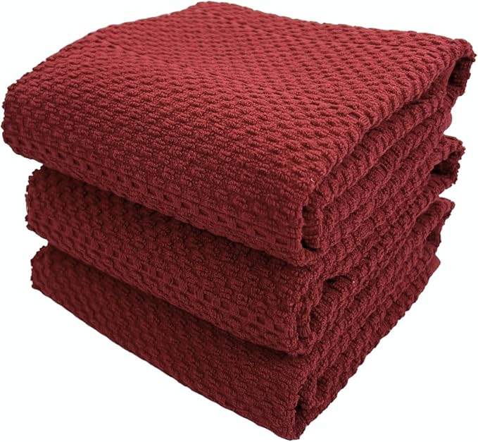 Maroon Dark Red Brick Red Kitchen Hand Dish Towels: Oversized 28" x 18",100% Cotton Cloth Soft Cl... | Amazon (US)