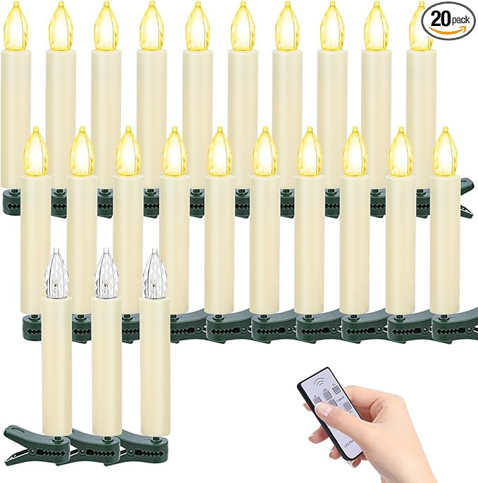 20 PCS Flickering Christmas Tree Candle Lights, Clip on Candles for Christmas Tree Battery Operat... | Amazon (US)