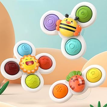Hooku 3 Pcs Suction Cup Spinner Toys, Suction Cup Toys for Babies, Spinning Toys for Toddlers 1-3... | Amazon (US)