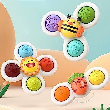 Hooku 3 Pcs Suction Cup Spinner Toys, Suction Cup Toys for Babies, Spinning Toys for Toddlers 1-3... | Amazon (US)