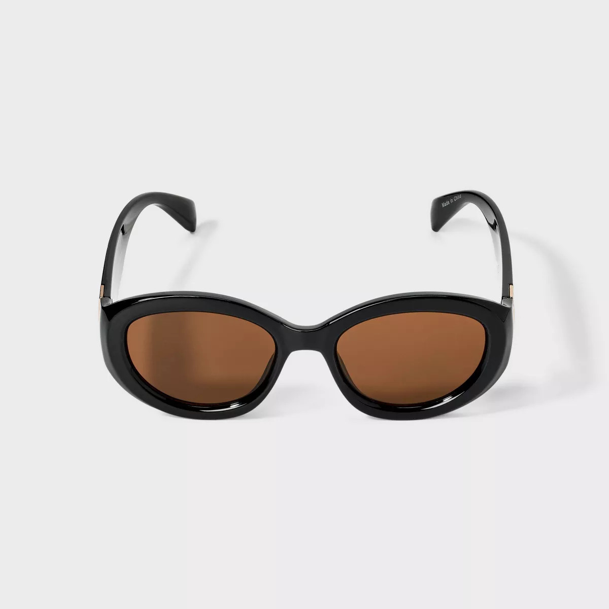 Women's Round Oval with Metal Décor Sunglasses - A New Day™ Black | Target