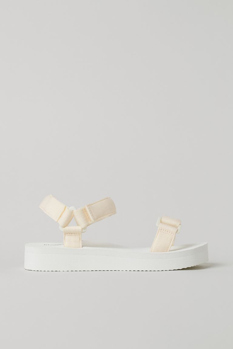 Sandals with adjustable straps at front and around ankles, hook-loop fastening, and thick foam so... | H&M (US + CA)