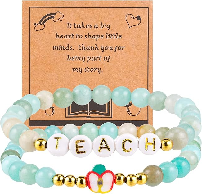 VICKHU Teacher appreciation gifts,Natural Stone teacher Bracelet gifts for women,thank you gifts ... | Amazon (US)