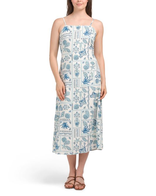 Sleeveless Square Neck Tile Print Maxi Dress | TJ Maxx