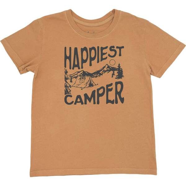 Happiest Camper Crew Neck Short Sleeve Vintage Tee, Apricot | Maisonette