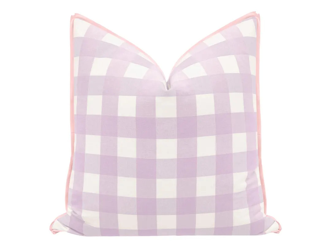 Charleston Check // Lavender With Butterfly Flange Flange Pillow Designer Pillow Buffalo Check Pu... | Etsy (US)