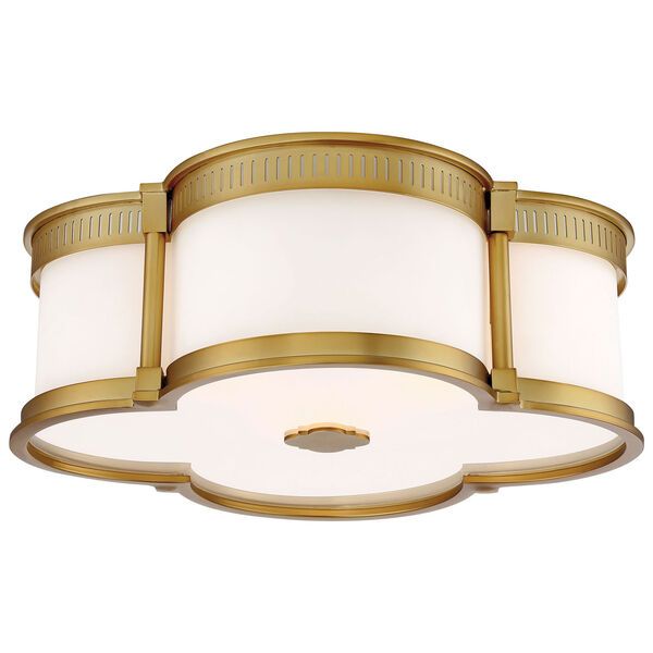 Liberty Gold 16-Inch LED Flush Mount with Etched White Glass | Bellacor