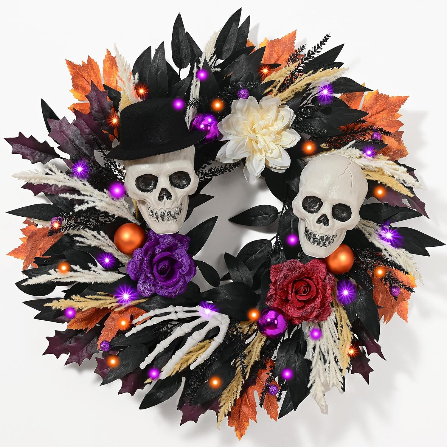 Waipfaru 24 Inch Halloween Wreath for Front Door, Halloween Door Wreath | Amazon (US)
