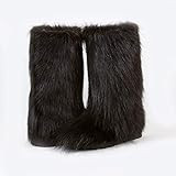 Black Fur Boots For Women, Mukluk Boots, Yeti Boots, Furry Snow Boots, Black Nutria Winter Boots, Lo | Amazon (US)