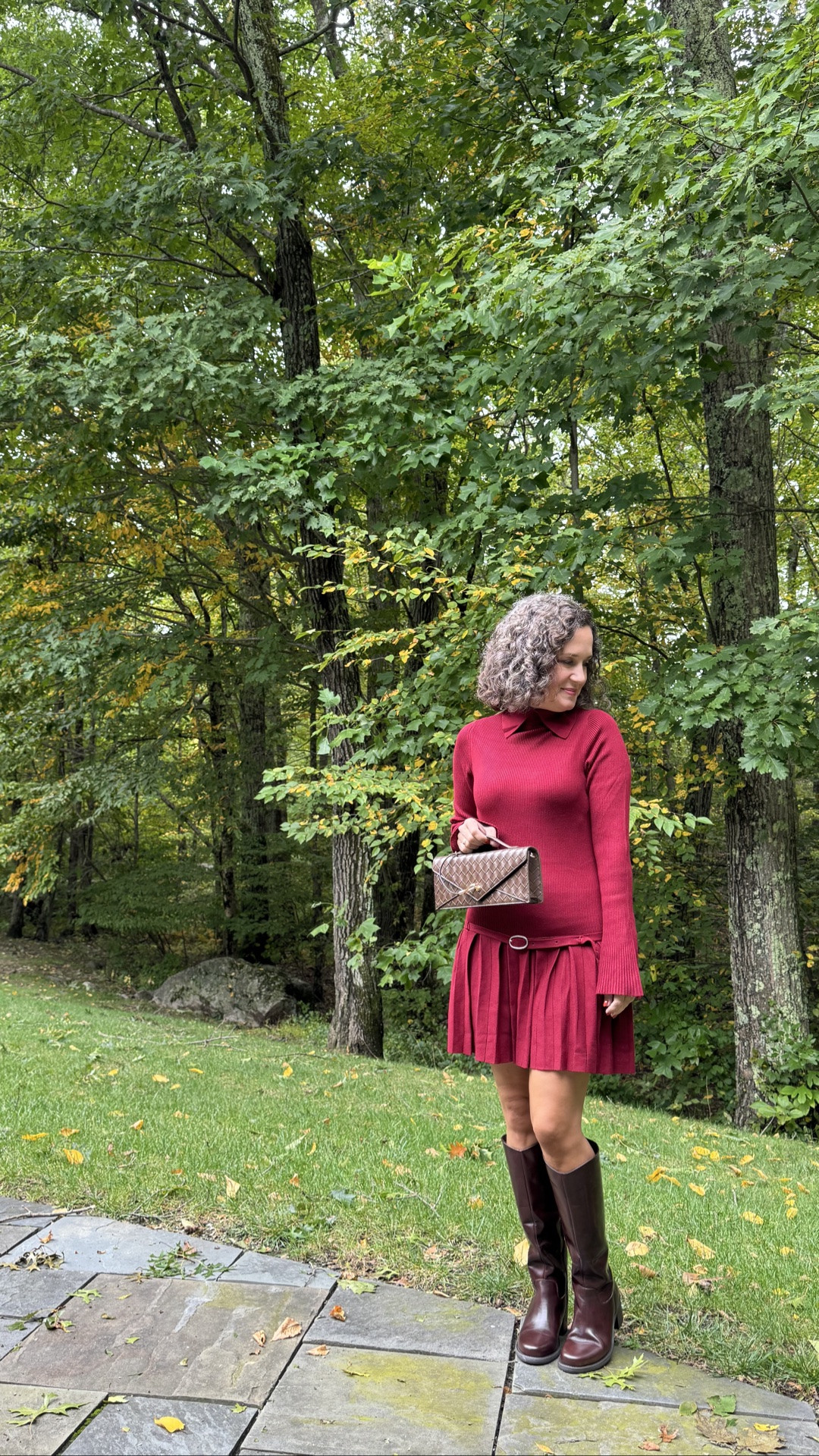 Light sweater dress for fall from Avec Les Filles; very comfortable and a cute 70s vibe. Drop waist so I am wearing shape-wear underneath! Vince Camuto boots and JW Pei weave clutch bag. 
Linked a few other drop waist fall dresses.
Fall dresses / date night outfit

#LTKootd #LTKOver40 #LTKPetite