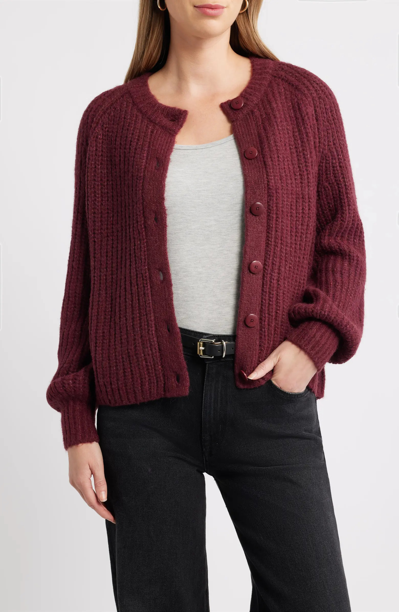 Metallic Shaker Stitch Cardigan | Nordstrom