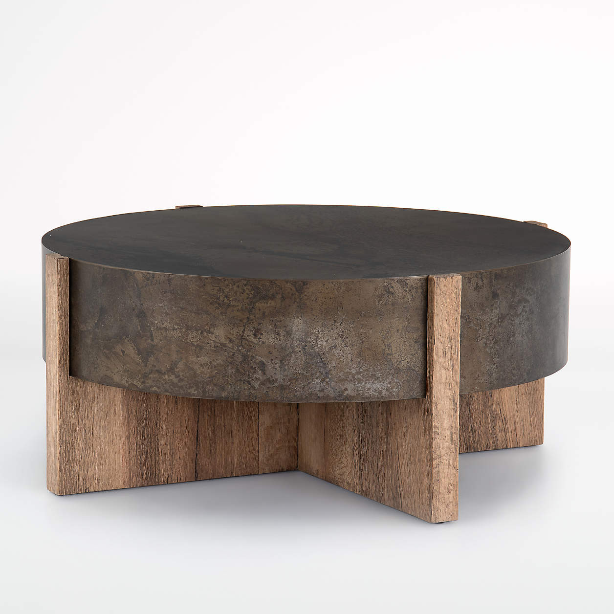 Mackinley Iron and Natural Wood 42" Round Coffee Table + Reviews | Crate & Barrel | Crate & Barrel