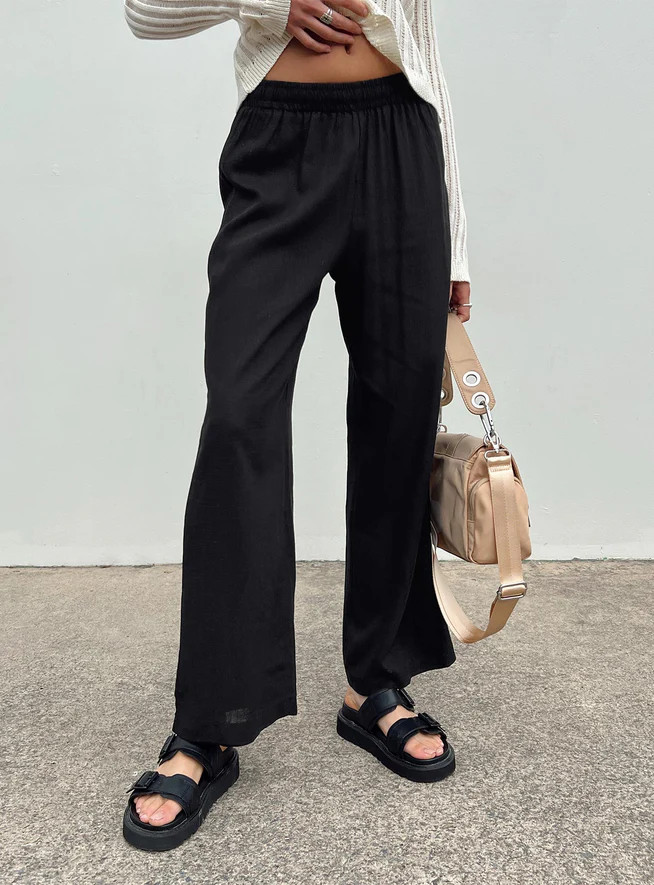 Louis Linen Blend Pants Black | Princess Polly US