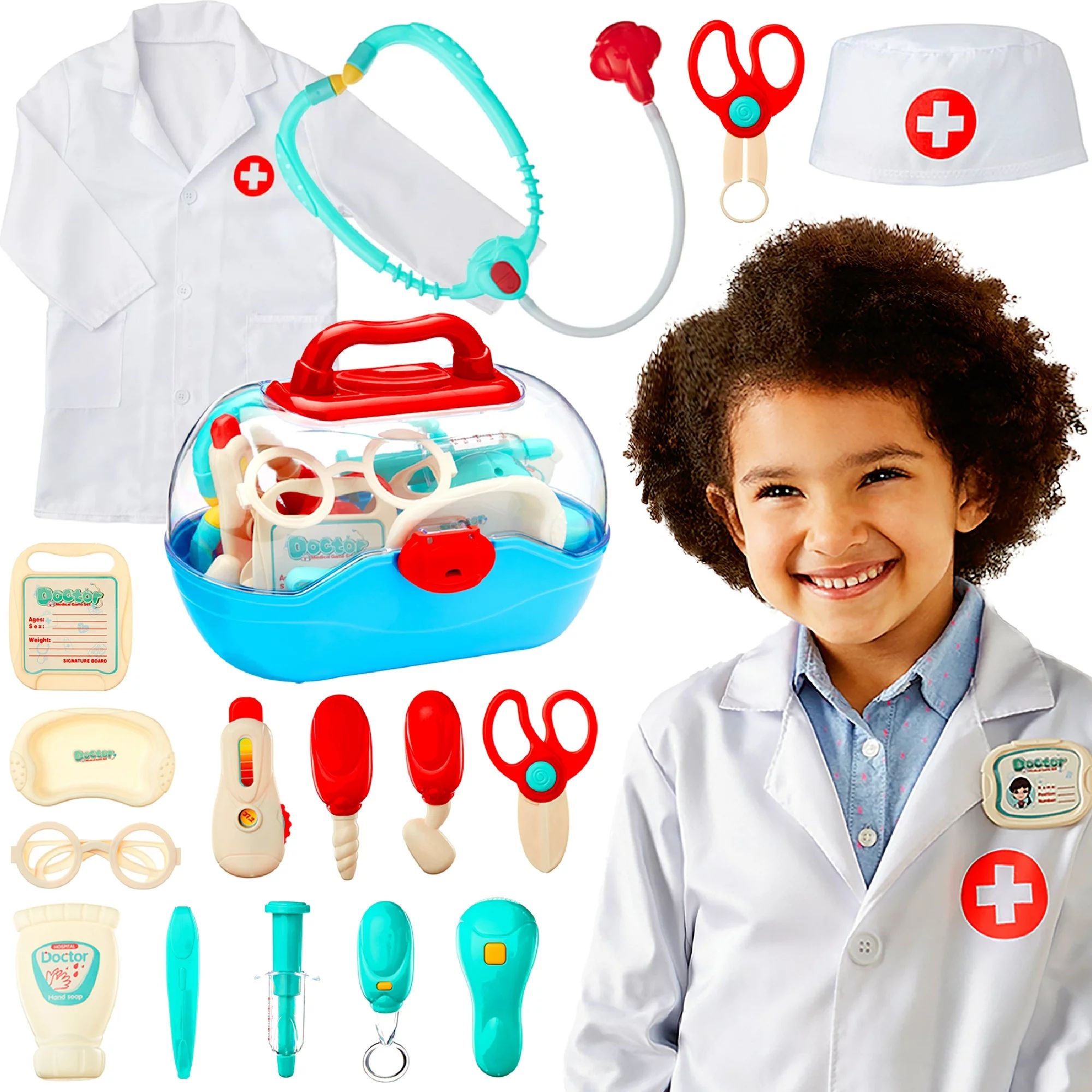 Best Choice Products Pretend Play Doctor Kit, Boys & Girls Doctor Outfit w/ 18 Accessories, Coat,... | Walmart (US)