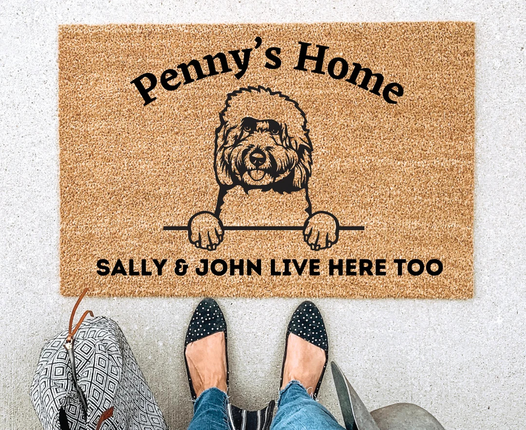 Golden Doodle Gift, Doormat, Welcome Mat, Dog Lover Gift, Custom Door Mat, Housewarming Gift, Wed... | Etsy (US)