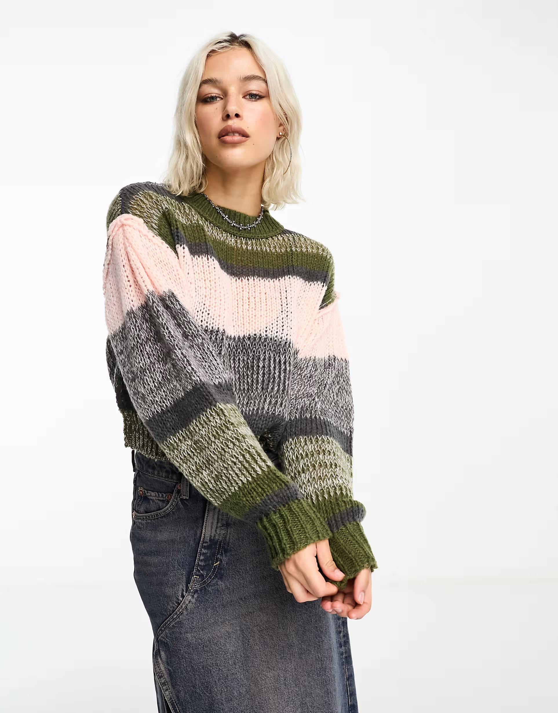 COLLUSION knitted crew neck jumper in multi stripe | ASOS | ASOS (Global)