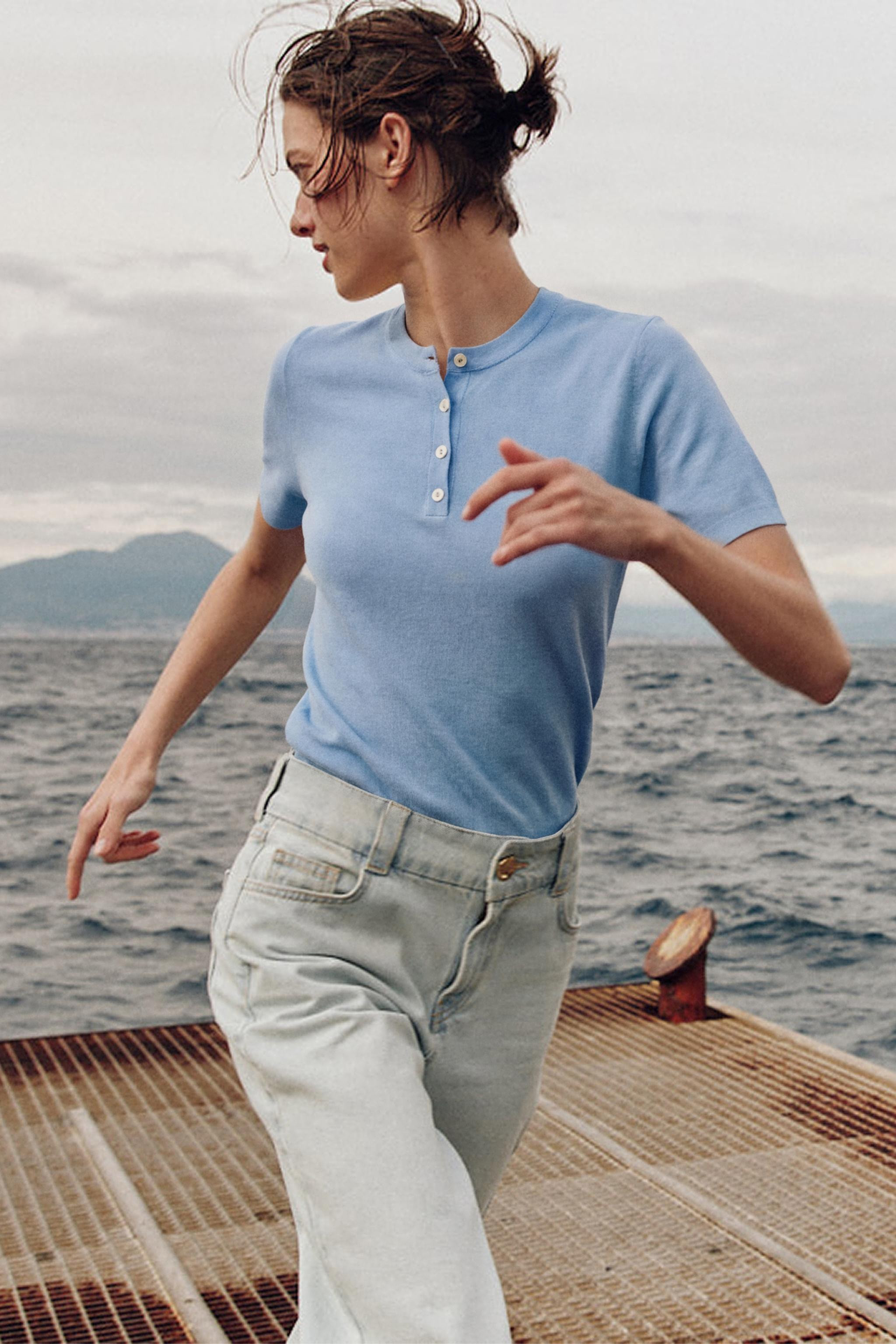 KNIT BUTTON-UP TOP | Zara US