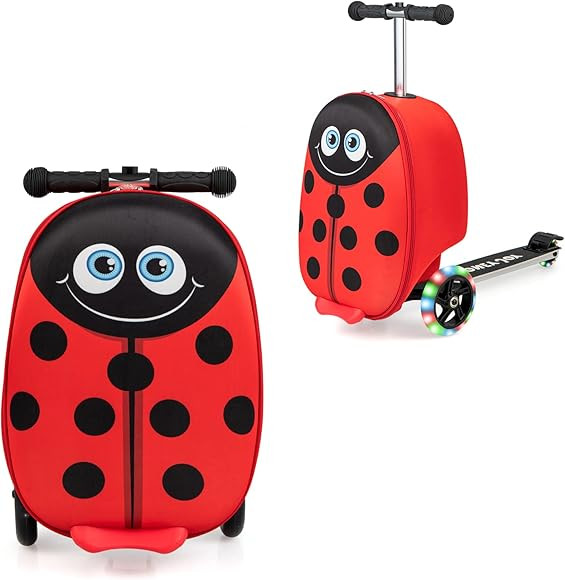 HONEY JOY Kids Scooter Suitcase, 18” Children Carry on Scooter Luggage w/Light-up LED Wheels, W... | Amazon (US)