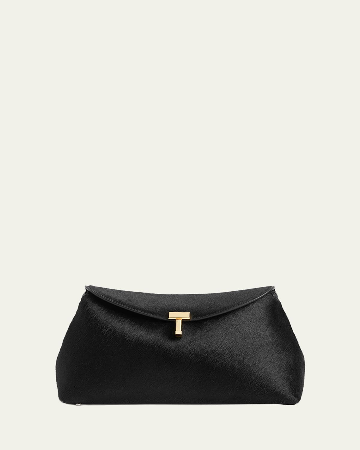 T Lock Flap Horsehair Clutch Bag | Bergdorf Goodman