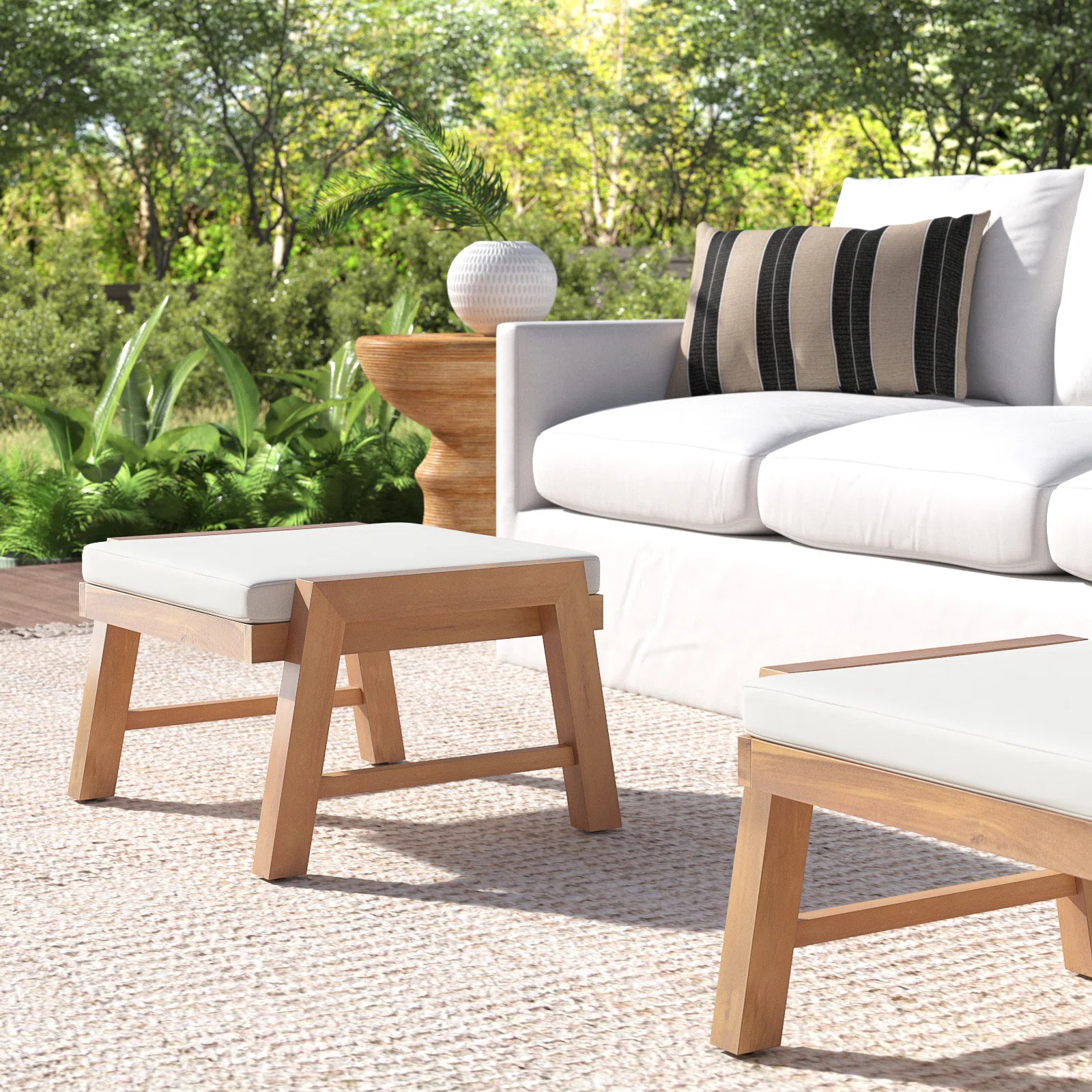 Ashveer Acacia Outdoor Ottoman (Set of 2) | Wayfair North America
