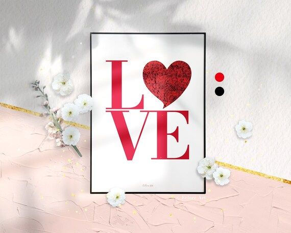 Love Printable/valentine Daydigital Artdownloadwall | Etsy Colombia | Etsy ROW