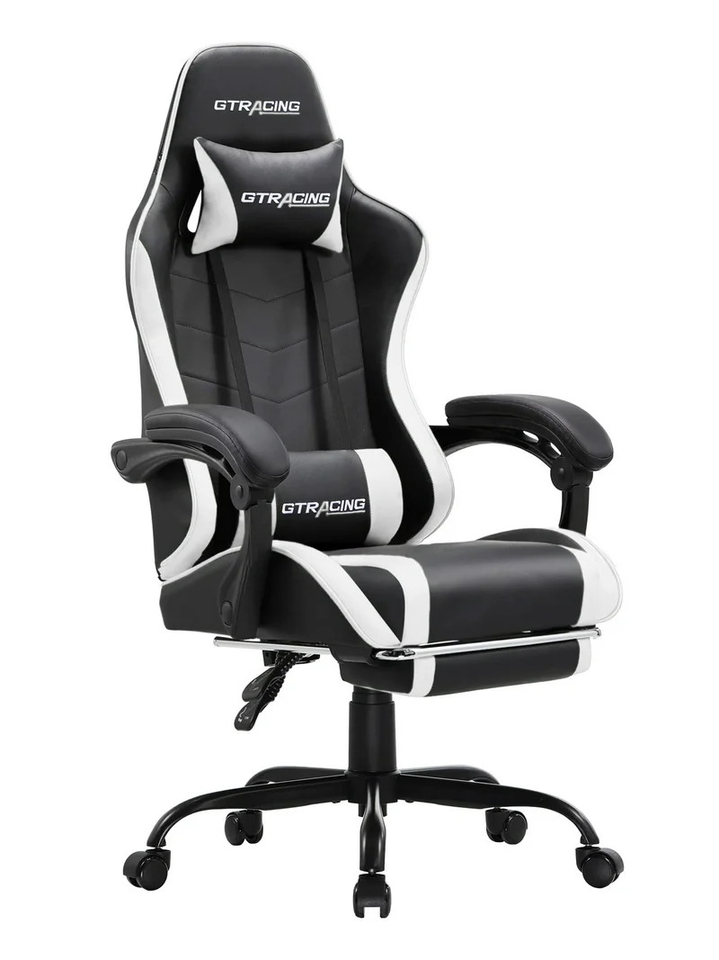 GTRACING Ergonomic GTWD-200 Gaming and Office Chair with Adjustable Pillows and Footrest, White | Walmart (US)