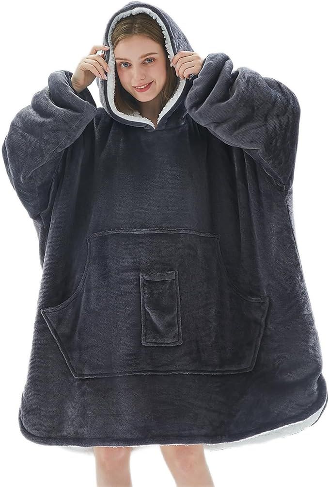 L'AGRATY Wearable Blanket Hoodie Oversized Giant Hooded Blanket Sweatshirt with Pocket Sleeves fo... | Amazon (US)