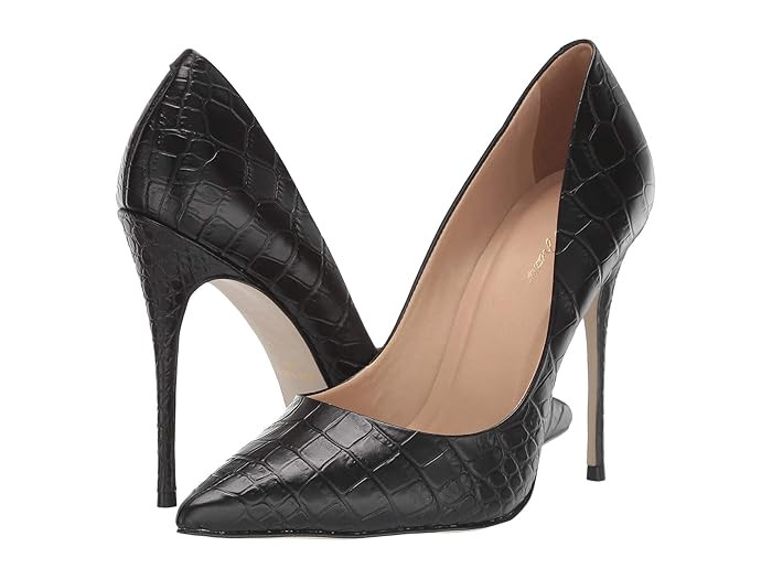 Massimo Matteo 110 mm Pointy Toe Pump (Black Crocco) Women's Shoes | Zappos