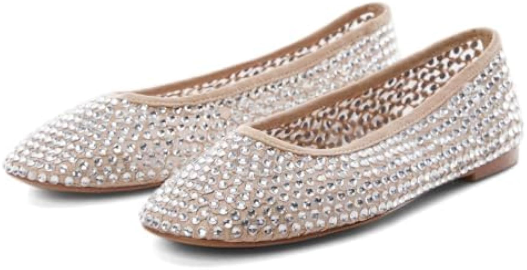 MICIFA Ballet Flats for Women,Rhinestone Flat Shoes Sparkly Ballerina Shoes Mesh Glitter Casual W... | Amazon (US)