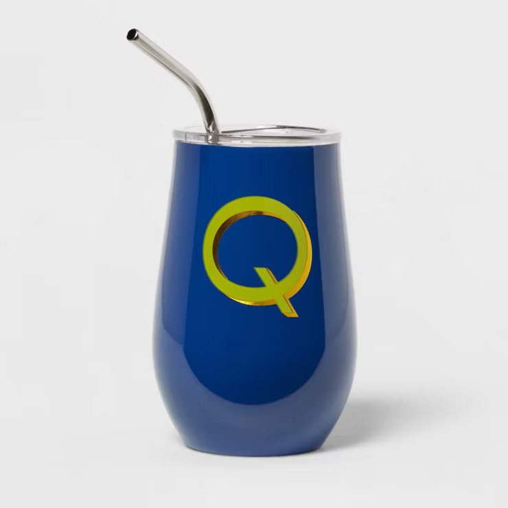 11.8oz Stainless Steel Double Walled Non-Vacuum Wine Tumbler with Lid and Straw - Opalhouse™ | Target