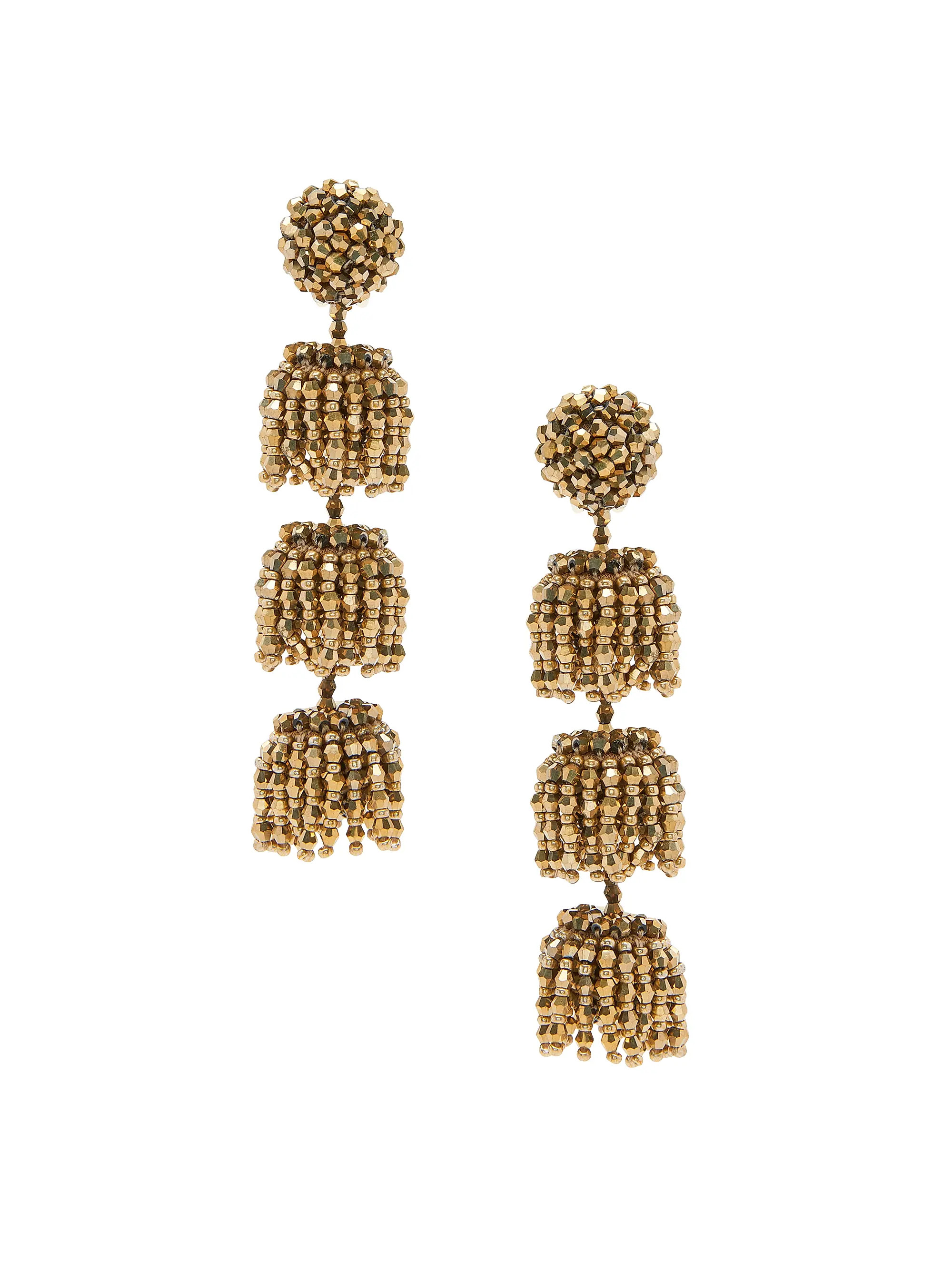 Oscar de la RentaTriple Beaded Layer Drop Earrings | Saks Fifth Avenue