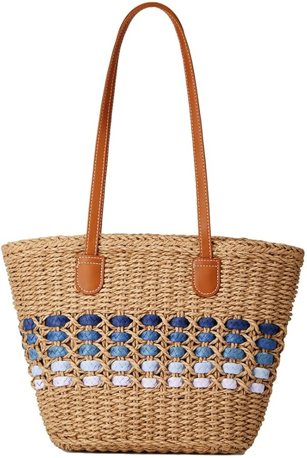 Women’s Tote Bag Straw Beach Shoulder Handbag Fashion Purse 2026 Summer Vacation Travel Woven T... | Amazon (US)