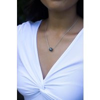 Tahitian Pearl Floating Necklace - Sliding Design in Sterling Silver Handmade Hawaii | Etsy (US)