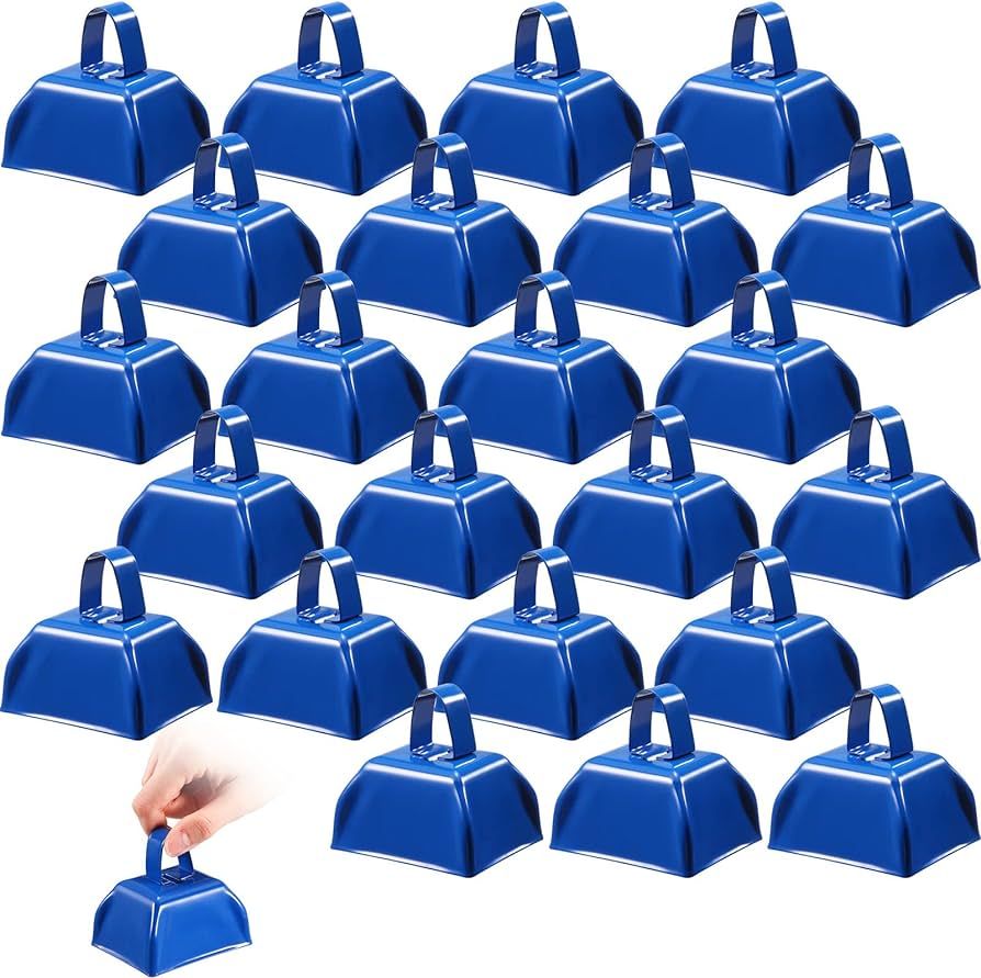 24 Pcs Metal Cowbell Noisemakers with Handles, Blue Cow Bells Noise Makers for Sporting Events 3 ... | Amazon (US)